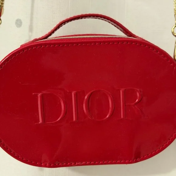 Dior Glossy Red Mini Pouch cosmetic Bag - Picture 4 of 7
